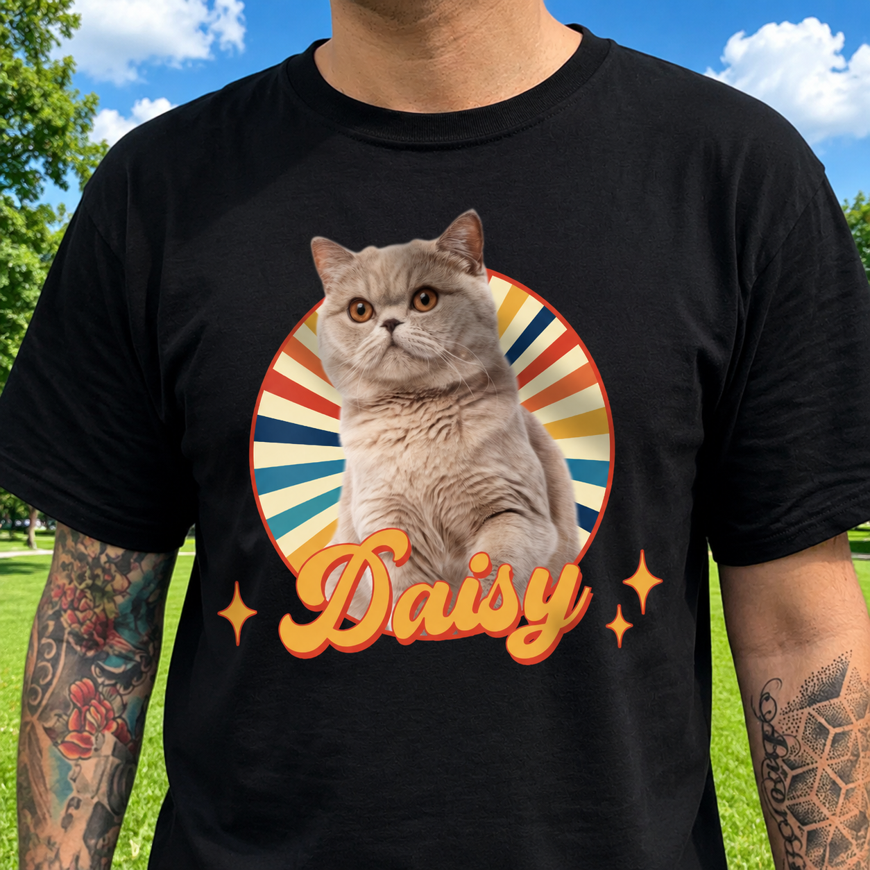 Custom Cute Cat Retro Dark T-Shirt — Gift for Cat Lovers EMG55