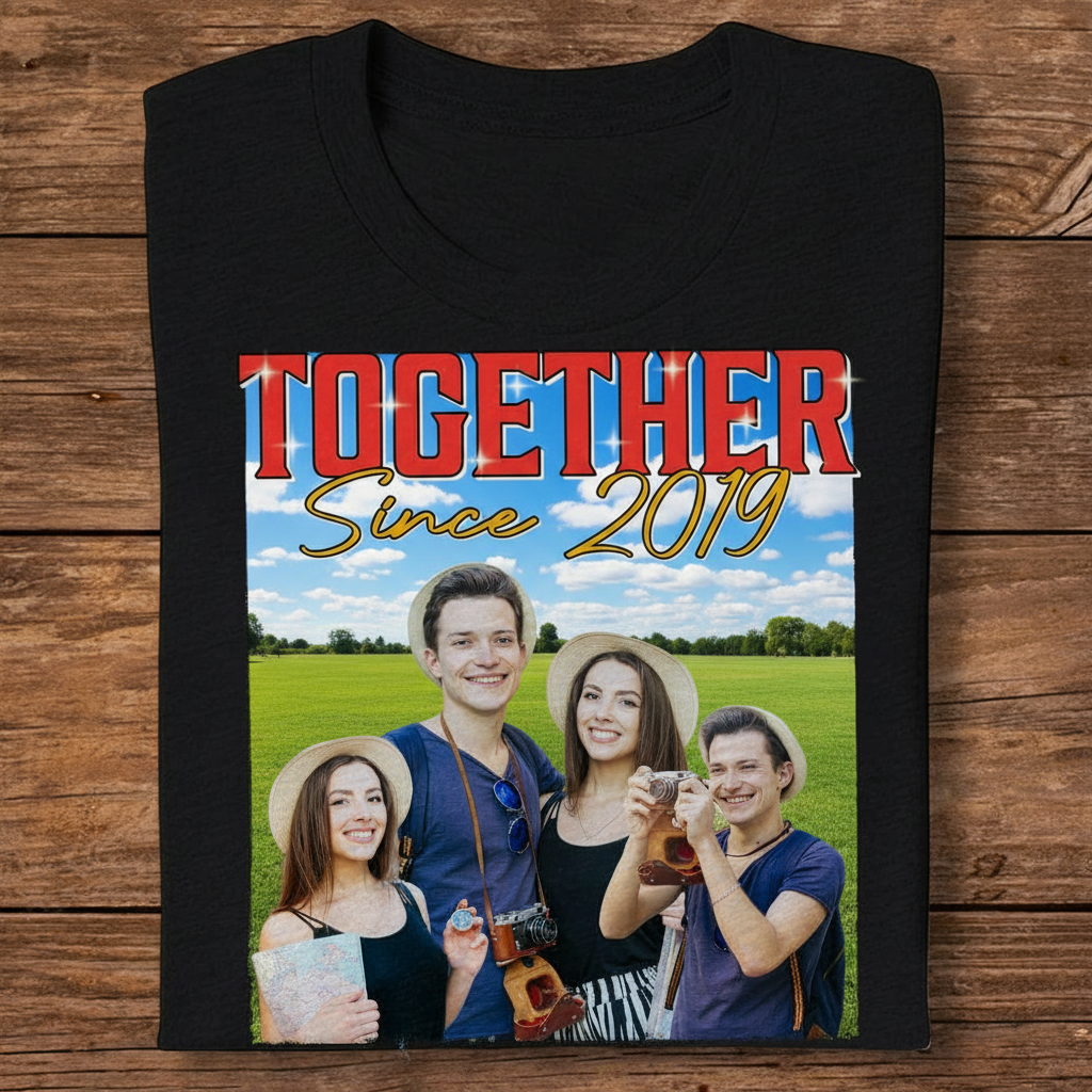 Custom Doll Couple Sitting Him T-Shirt — Couple Gift 2DFMC