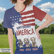 Custom Happy Birthday America Dog T-Shirt — Gift for Dog Lovers F6BSZ