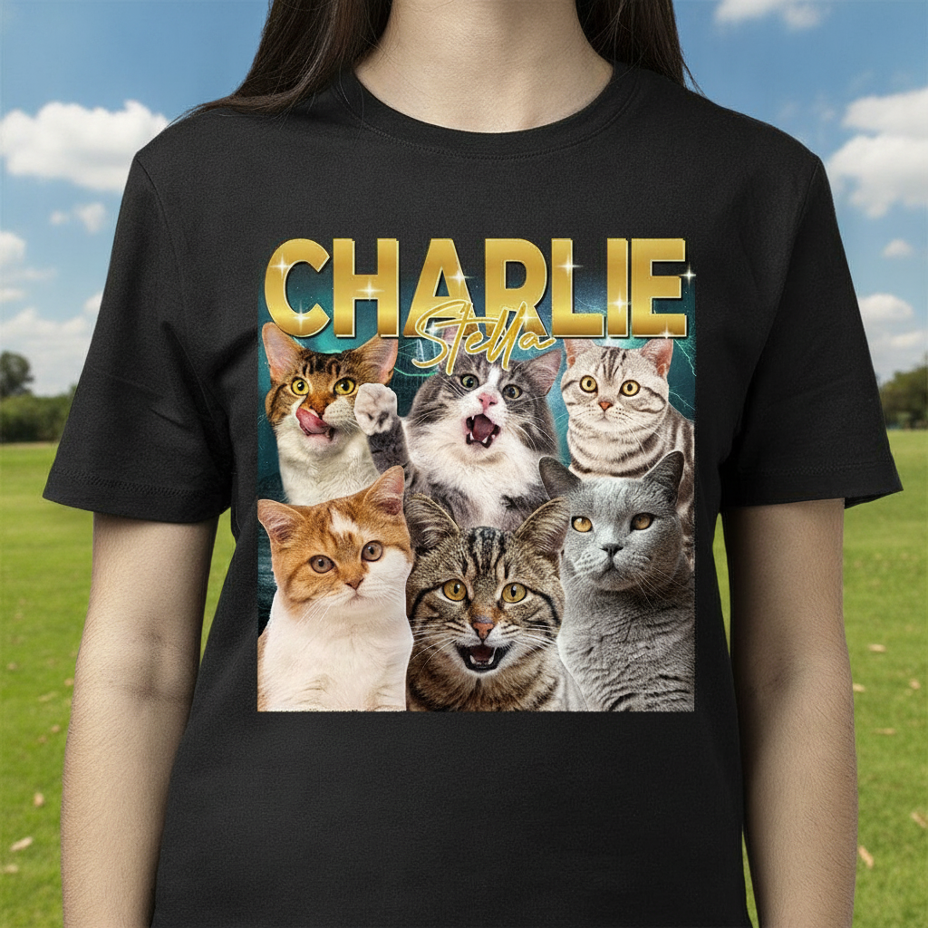 Custom Cat Gradient Name T-Shirt — Gift for Cat Lovers ZKCSU