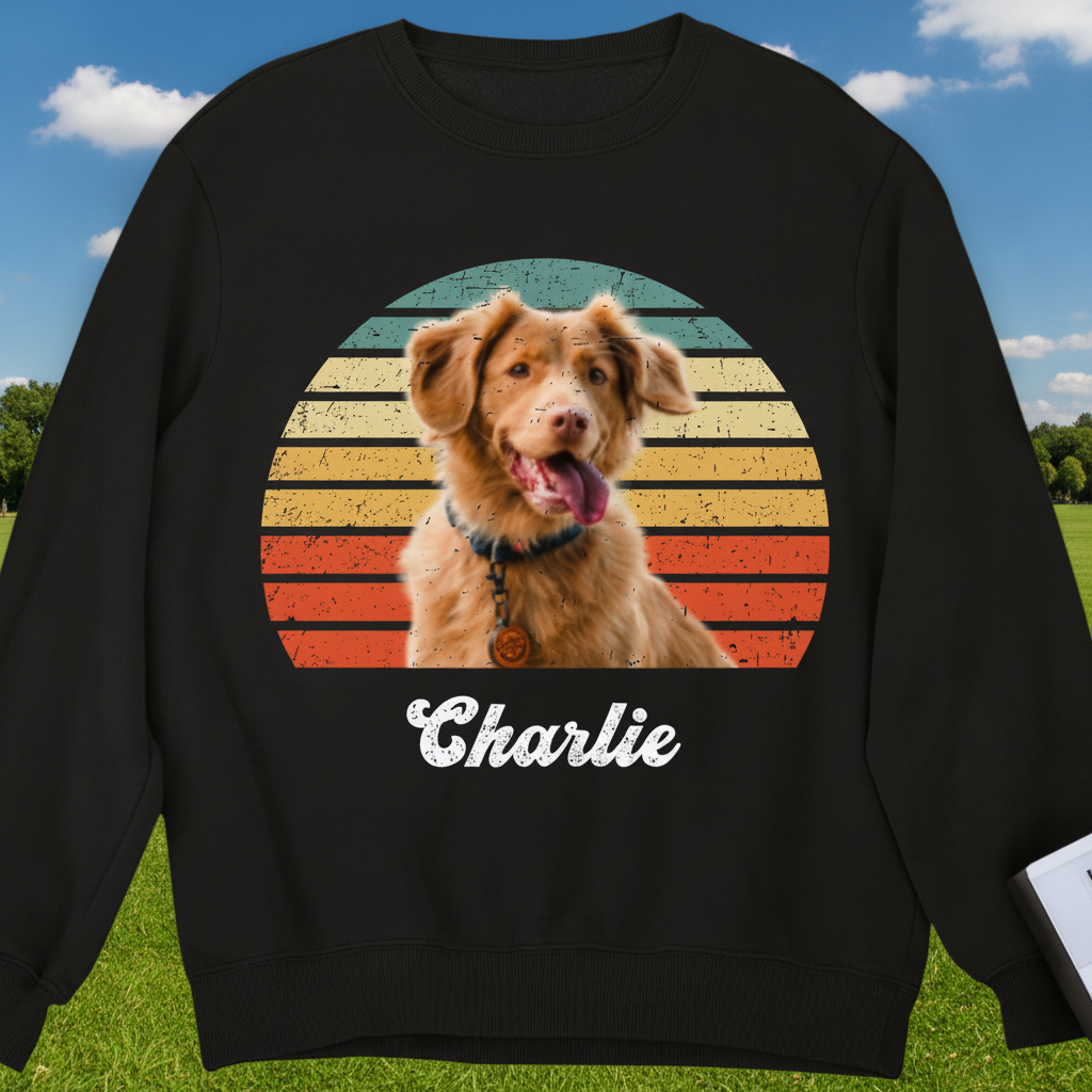 Custom Dog Cat Vintage Retro Sweatshirt — Gift for Cat Lovers P6ERG