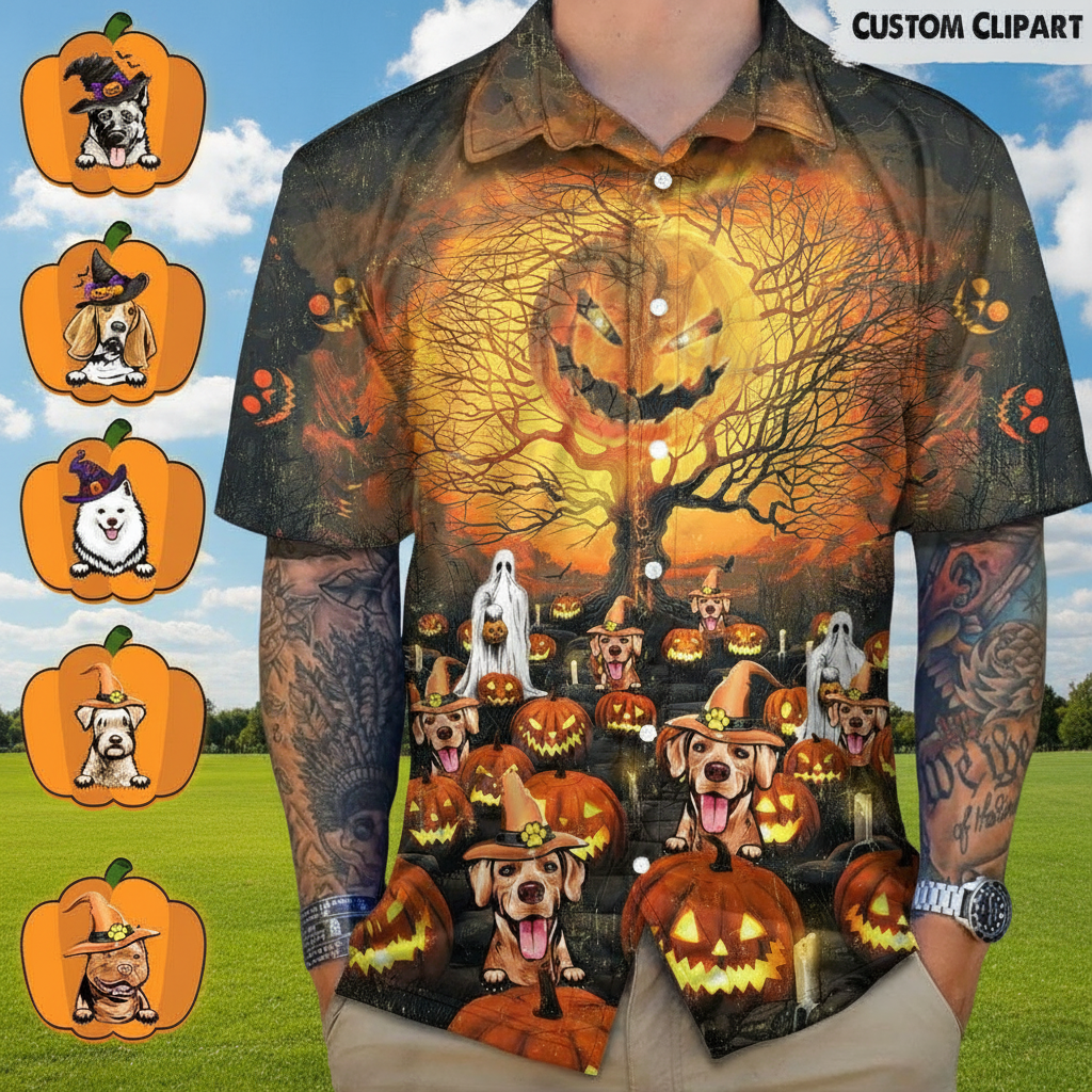 Custom Cat Dog Halloween Hawaiian Shirt — Gift for Cat Lovers 5ZBX5