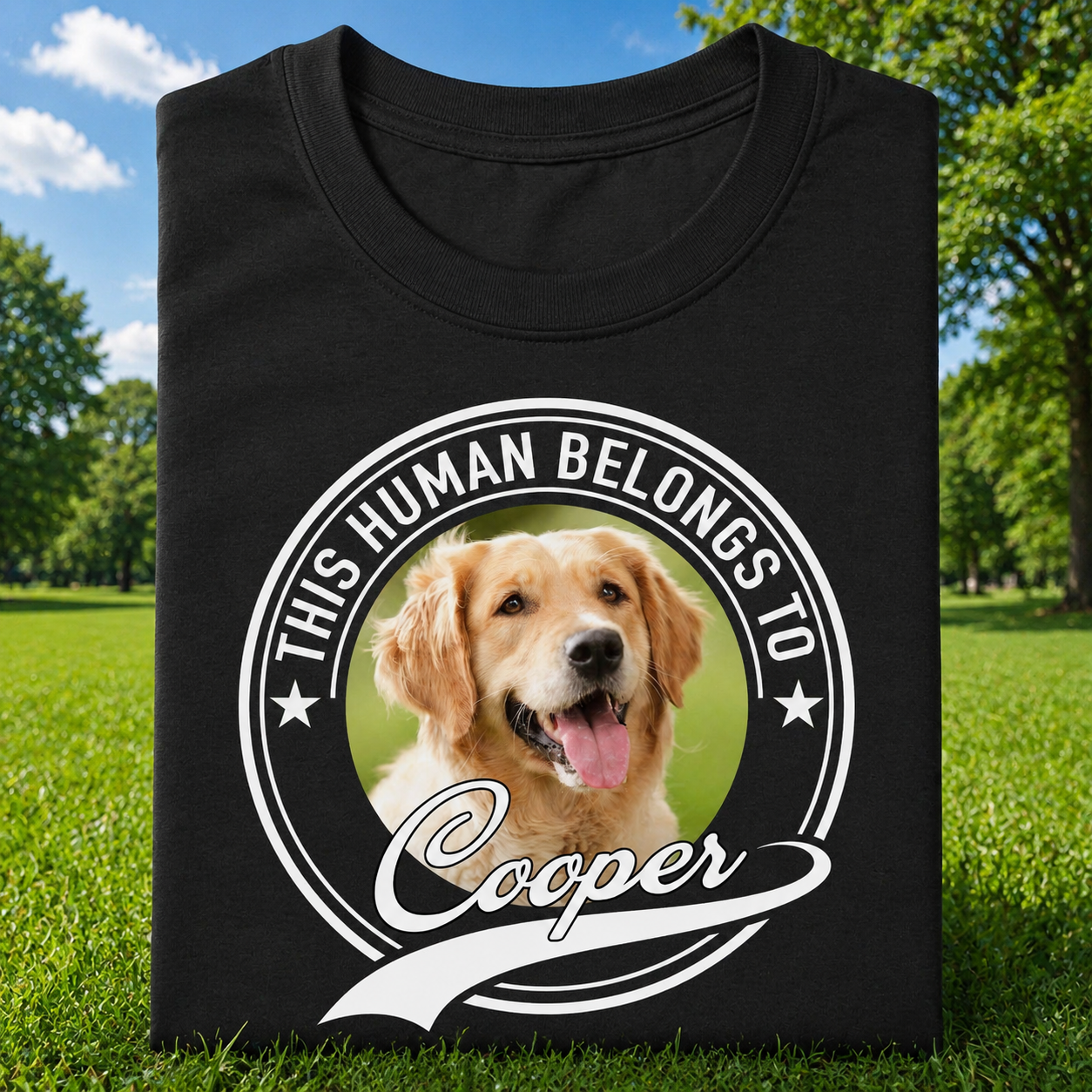 Custom Human Belongs Dog Cat T-Shirt — Gift for Cat Lovers XFZ37
