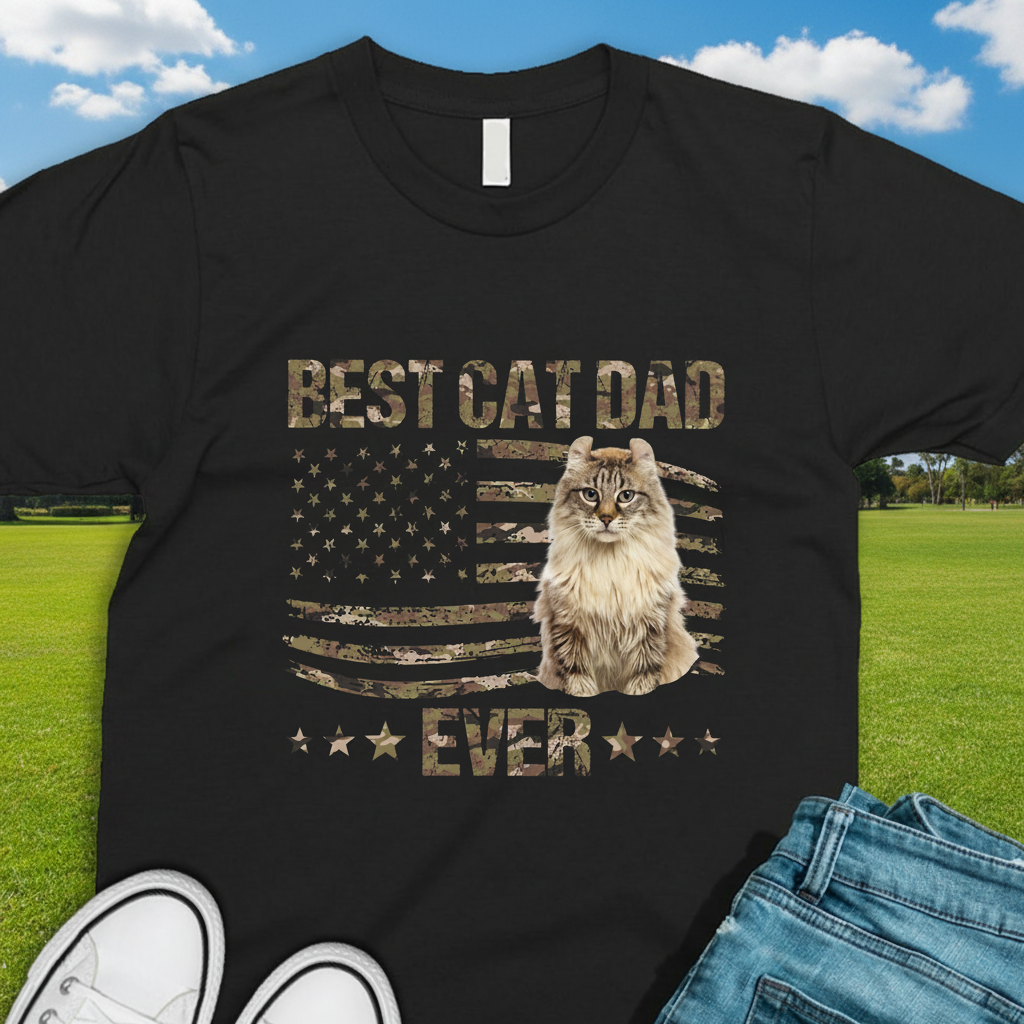 Custom Best Cat Dad Ever T-Shirt — Gift for Dad U429M