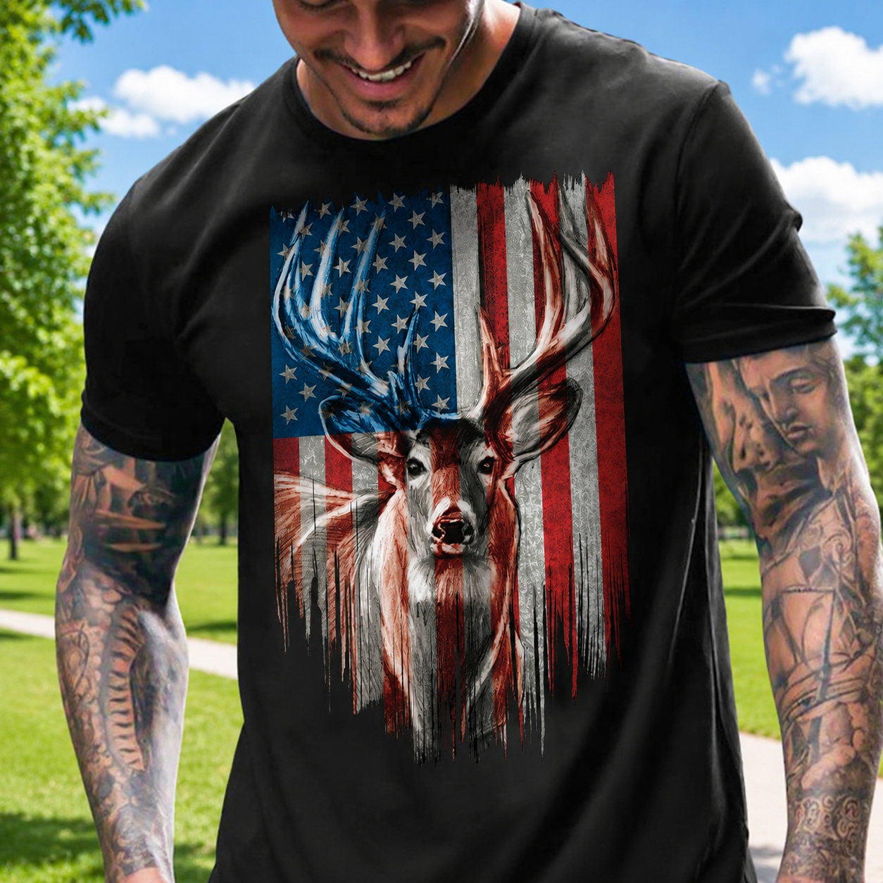 Custom Deer America Front Hunting Garden Flag — Patriotic Gift PYBD8