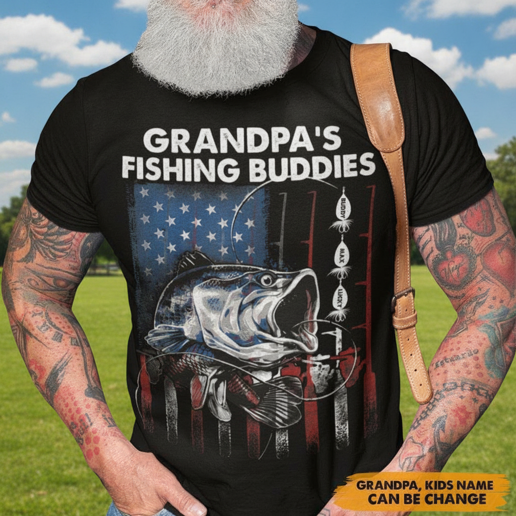 Custom Grandpa Papas Fishing Buddies Garden Flag — Gift for Dad 4MC4M