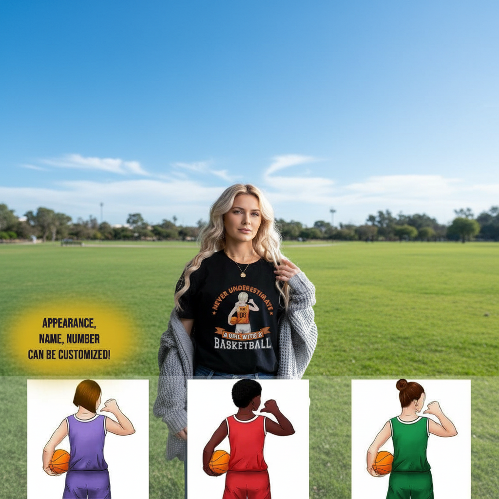 Custom Basketball Never Underestimate Girl T-Shirt — Custom Gift 62TFG