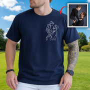 Custom Dad Kids Portrait Drawing T-Shirt — Gift for Dad GDHE2