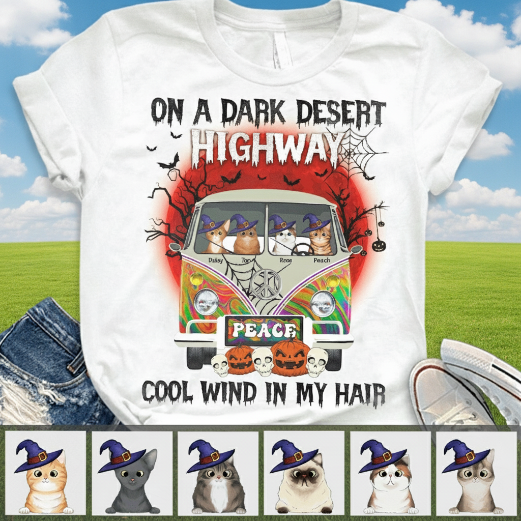 Custom Htt Dark Desert Highway T-Shirt — Gift for Cat Lovers R4XZS