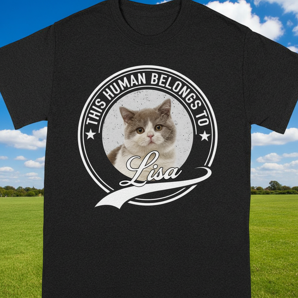 Custom Cat Human Belongs T-Shirt — Gift for Cat Lovers 7HCZA