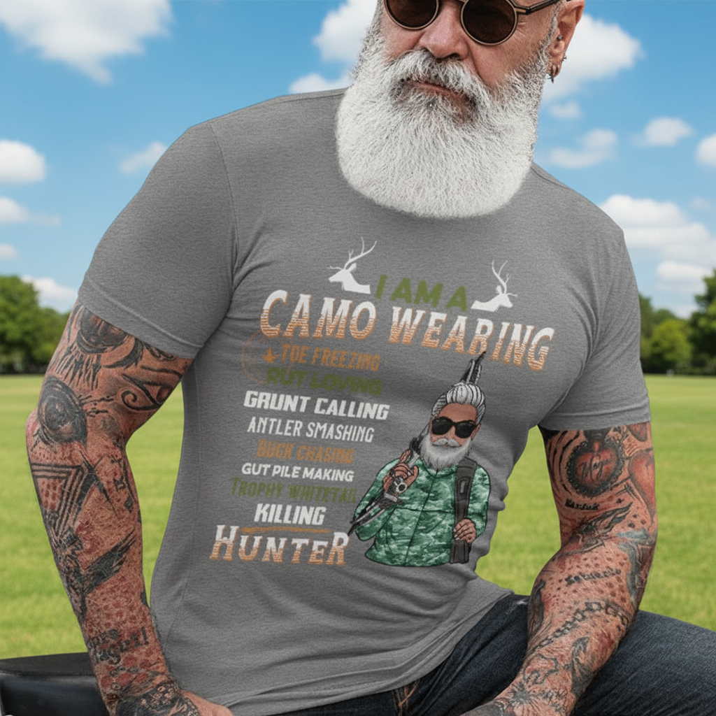 Custom Am Camo Wearing Hunting T-Shirt — Custom Gift DQUP6