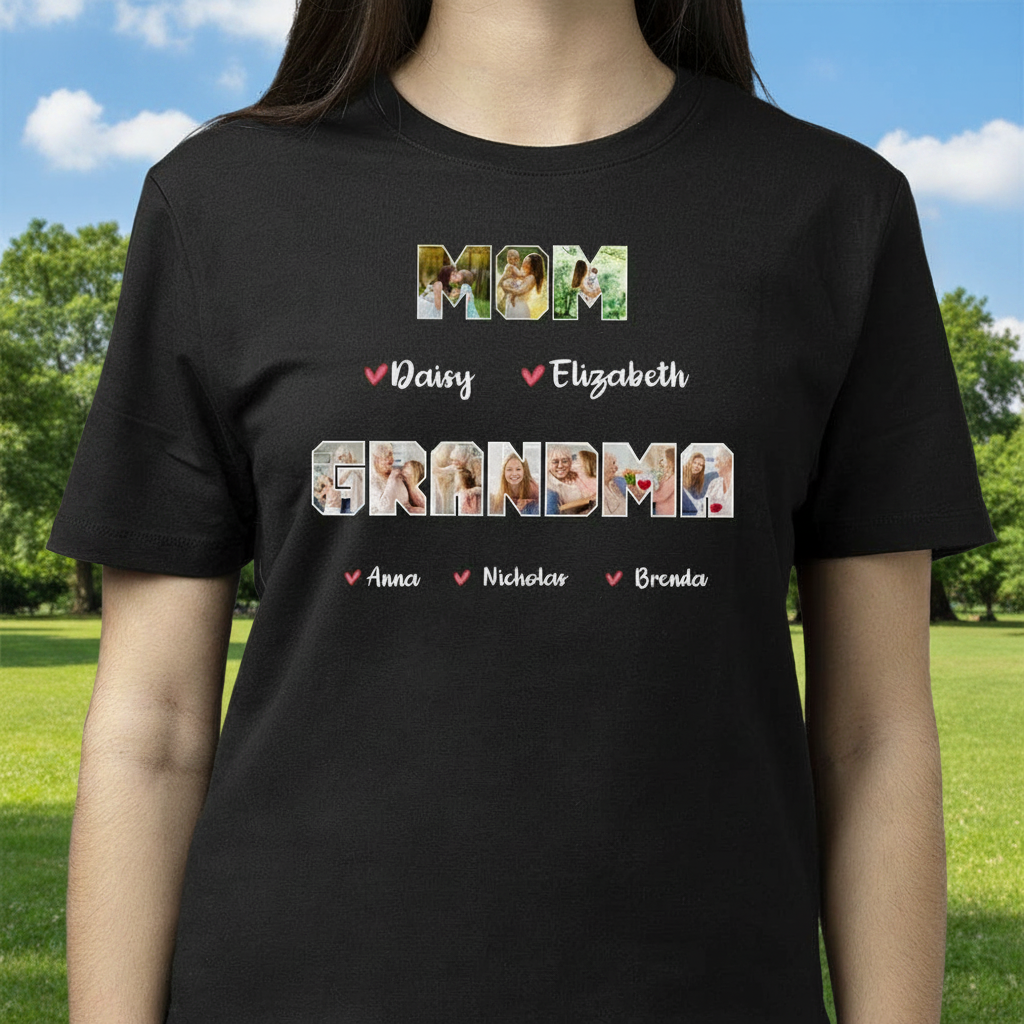 Custom Mom Grandma Dark T-Shirt — Gift for Mom QK3V8