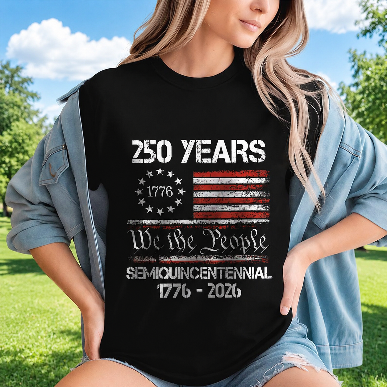 Custom America 250th Anniversary United T-Shirt — Patriotic Gift S4QN7
