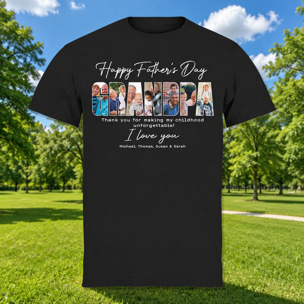 Custom Happy Fathers Day Grandpa T-Shirt — Gift for Dad XCPNQ