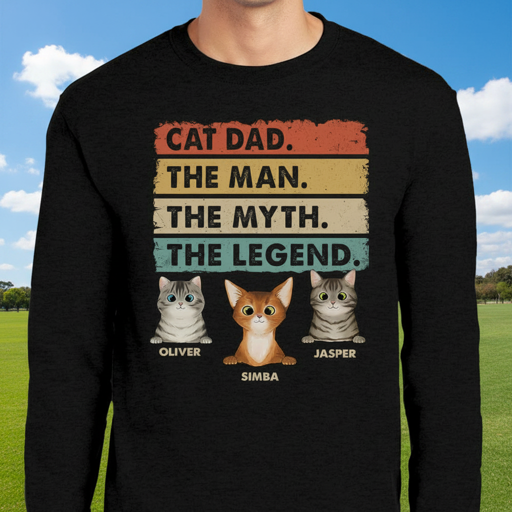Custom Cat Dad Myth Legend T-Shirt — Gift for Dad ZPZ4G