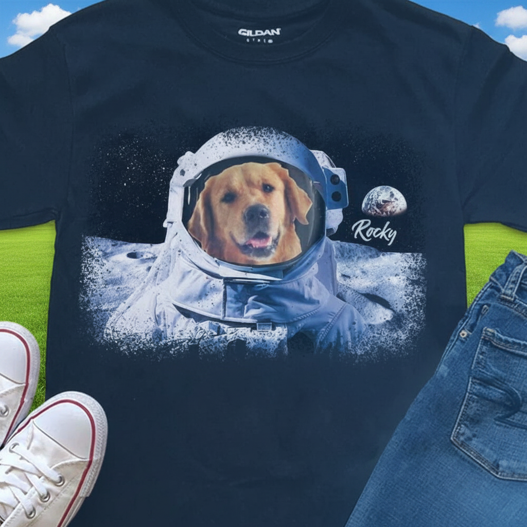 Custom Dog Astronut Image T-Shirt — Gift for Dog Lovers QPEVN