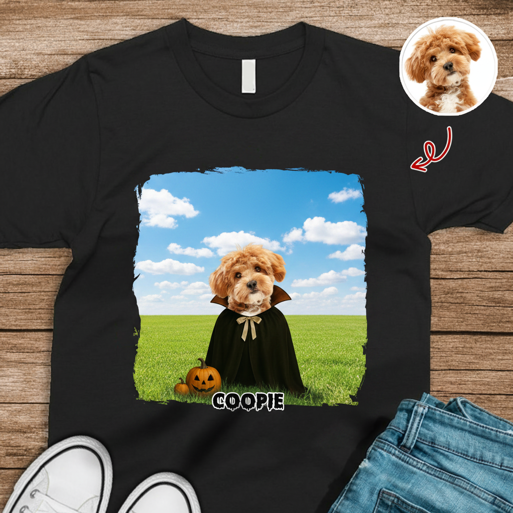 Custom Vth Halloween Cute Peeking T-Shirt — Gift for Dog Lovers 863C4