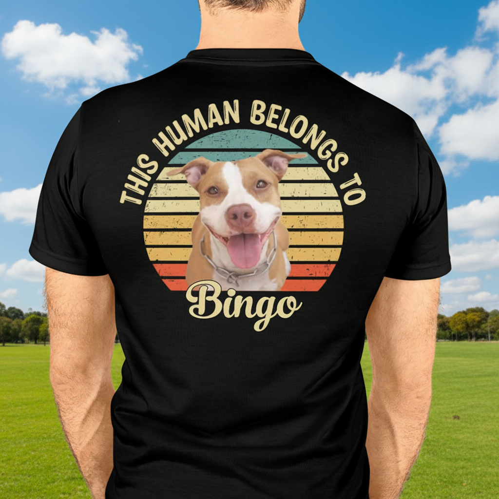 Custom Human Belongs Dog Cat T-Shirt — Gift for Cat Lovers CWSVY