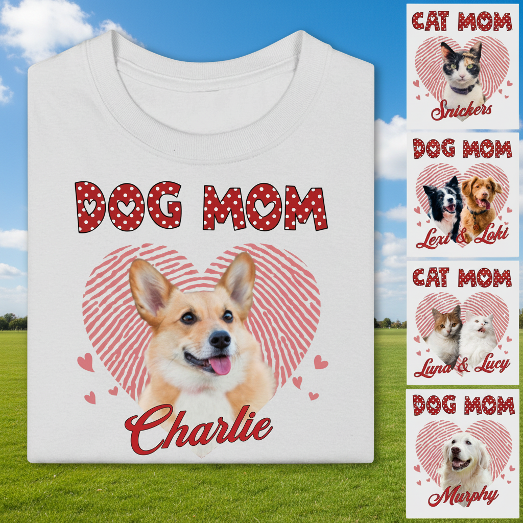 Custom Dog Mom Cat C550v3 T-Shirt — Gift for Mom 4EU4A
