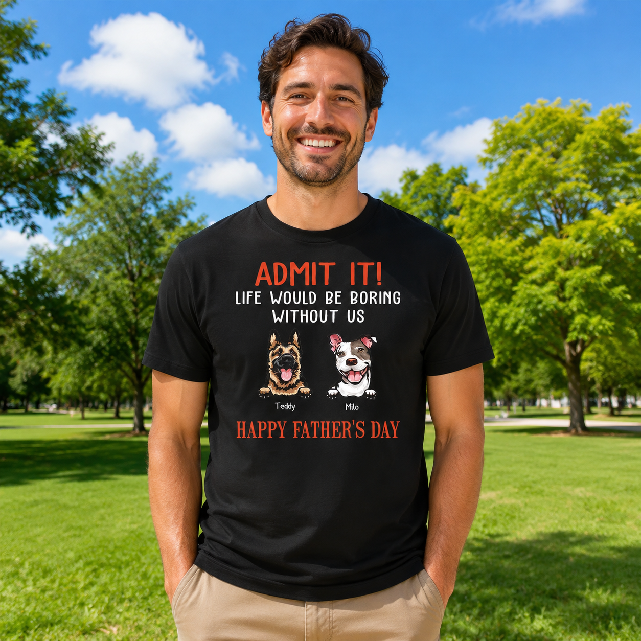 Custom Happy Fathers Day Admit T-Shirt — Gift for Dad NATYM