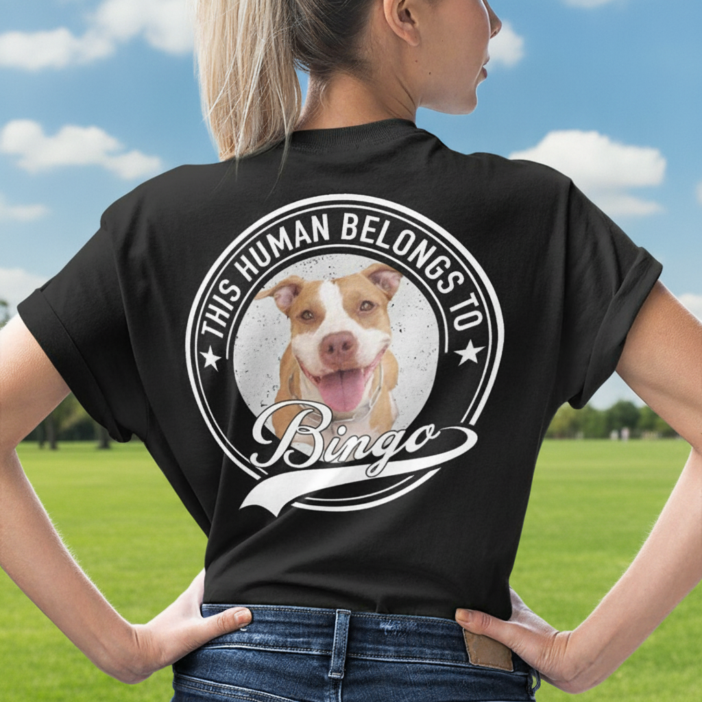Custom Human Belongs Dog Cat T-Shirt — Gift for Cat Lovers ACAKZ