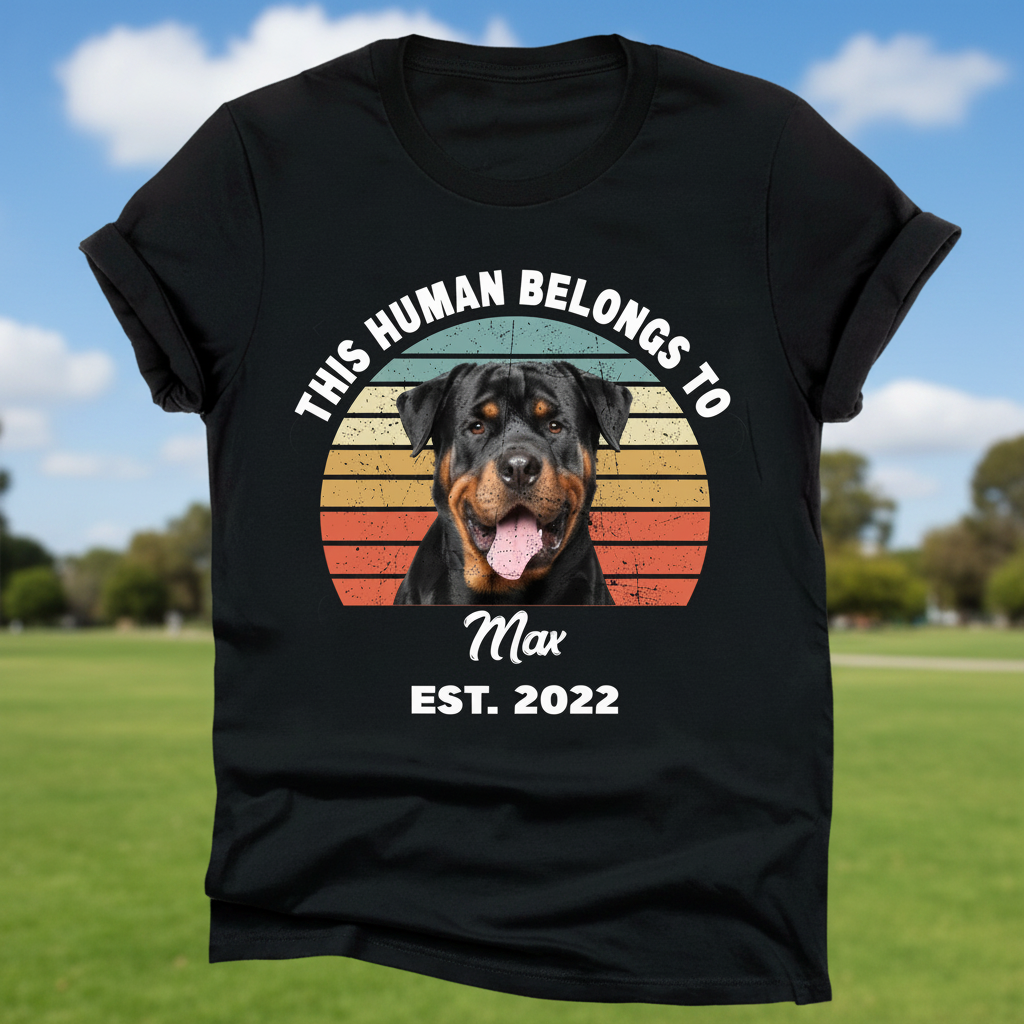 Custom This Human Belongs Vintage T-Shirt — Gift for Dog Lovers EVWA7