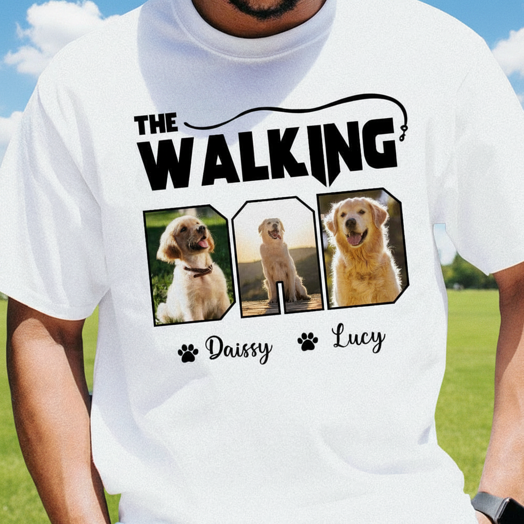 Custom Walking Dad Dog Bright T-Shirt — Gift for Dad M6B6P