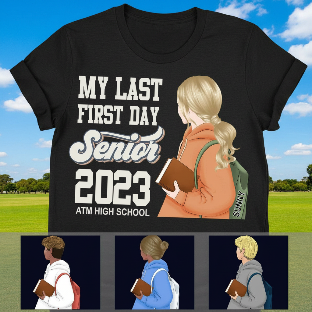 Custom Ltt98 Backtoschool Mylastfirstsenioryear T-Shirt — Custom Gift FCPW4
