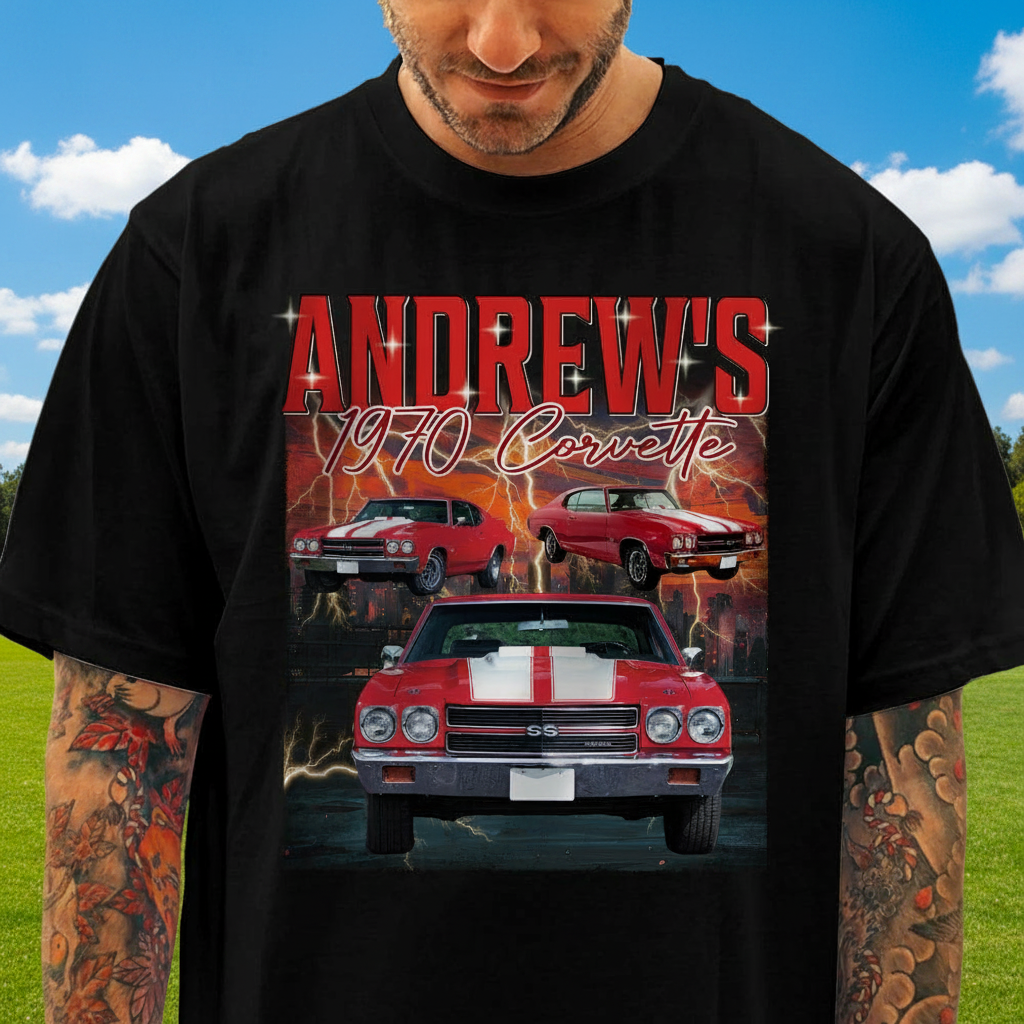 Custom Classic Car Portrait Retro T-Shirt — Custom Gift QFKNR