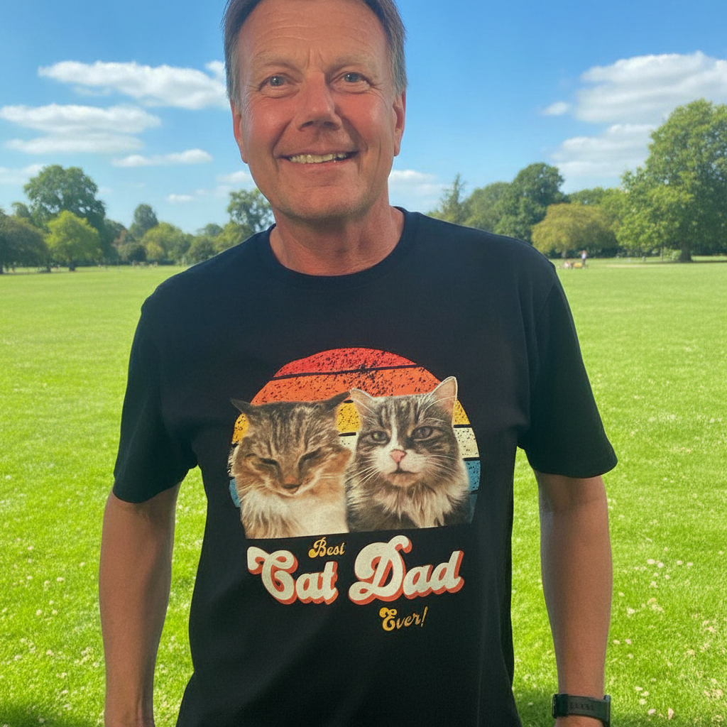 Custom Best Cat Dad Ever T-Shirt — Gift for Dad PHD4P