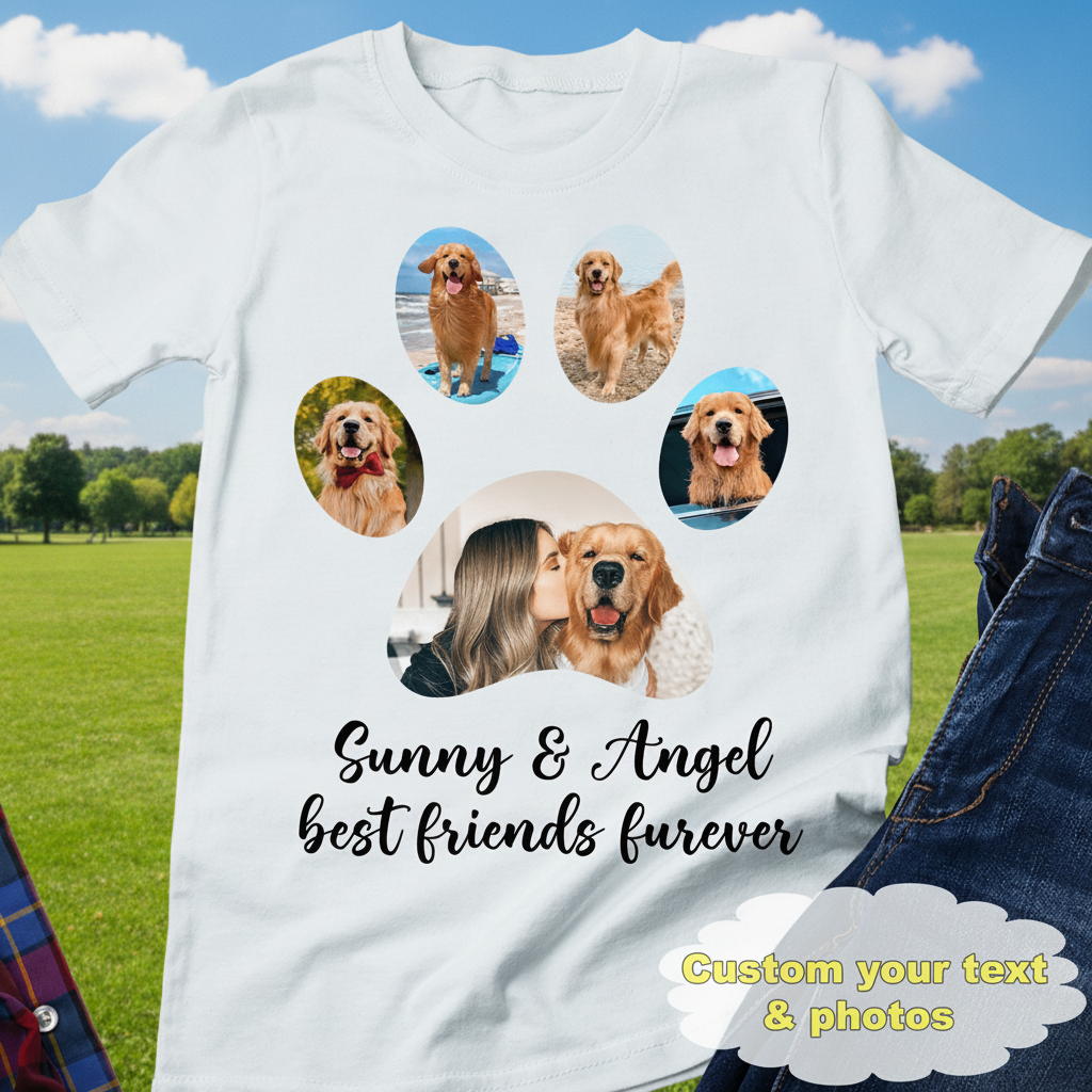 Custom Na96 Dog Photocustompaw T-Shirt — Gift for Dog Lovers 7WUCK