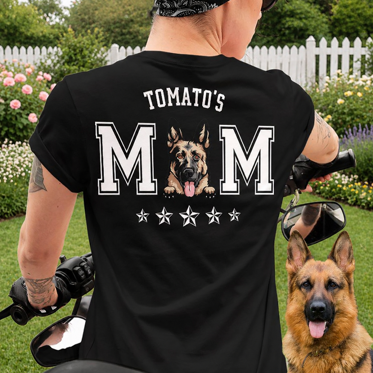 Custom Dog Dad Mom Backside T-Shirt — Gift for Dad MMQZQ
