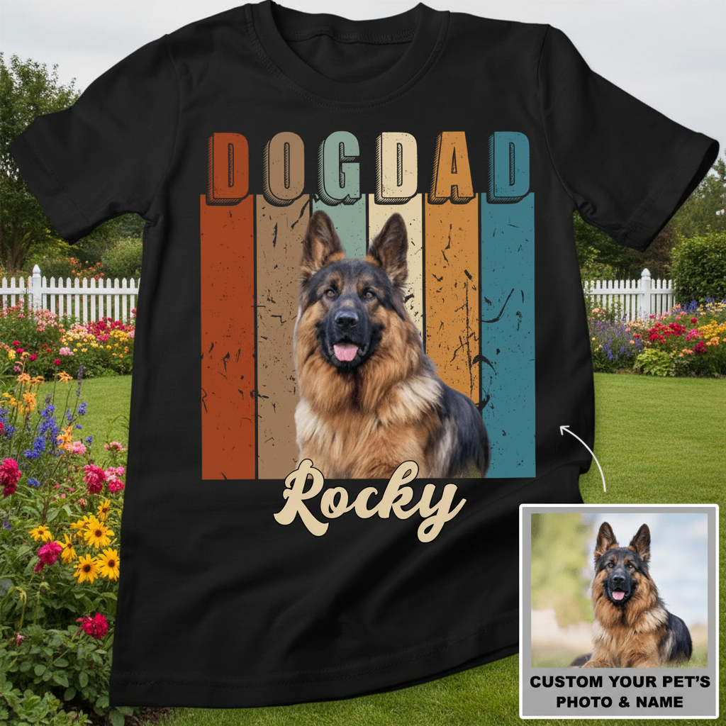 Custom Na96 Dogdad Vintagephoto T-Shirt — Gift for Dog Dad 8GNDH