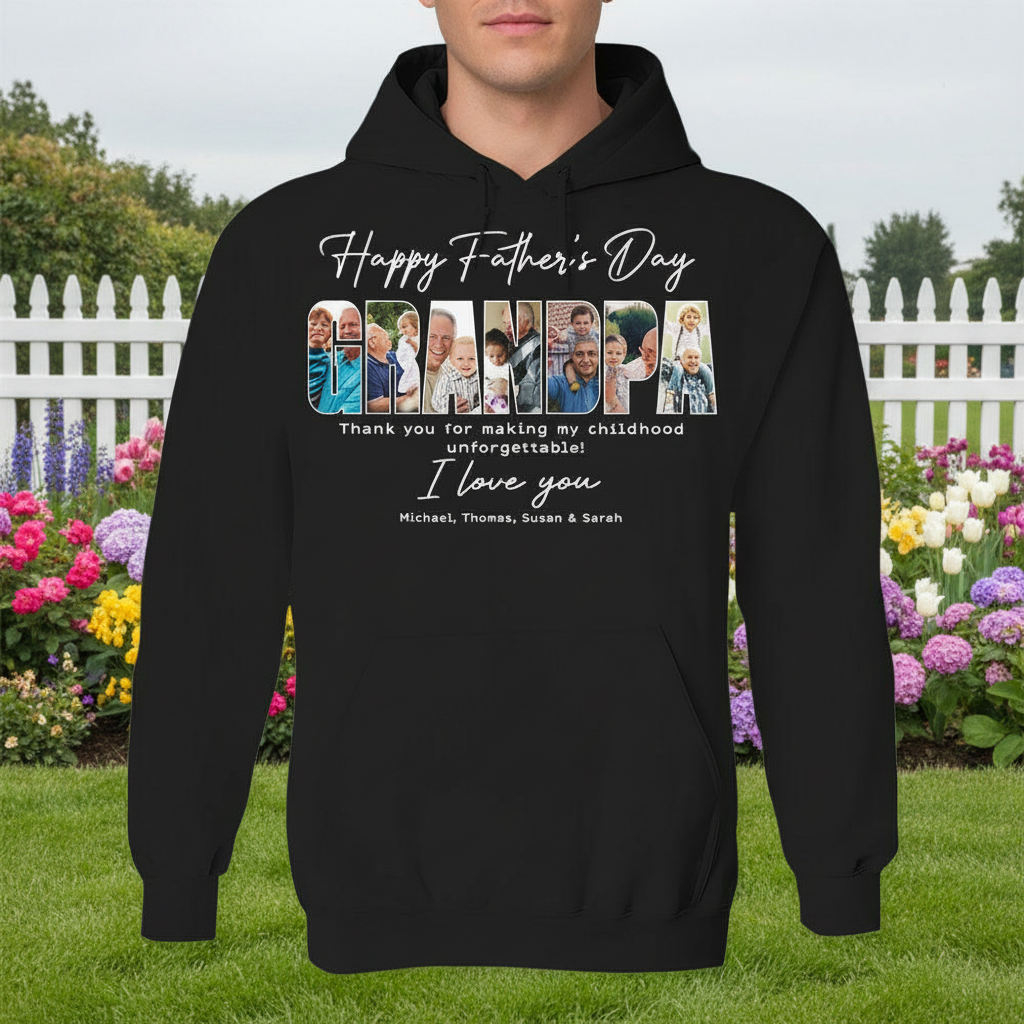 Custom Happy Fathers Day Grandpa T-Shirt — Gift for Dad QTH8E