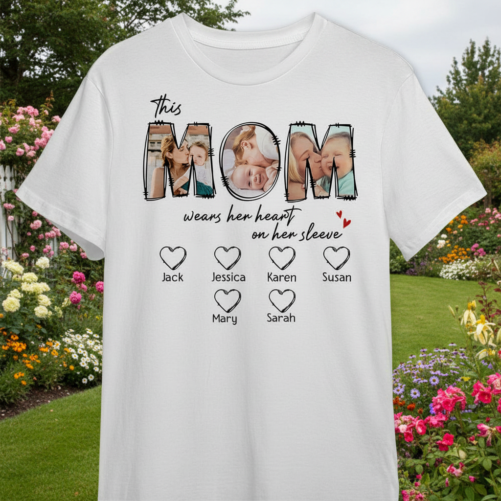 Custom This Mama Wears Heart T-Shirt — Custom Gift F5EQX