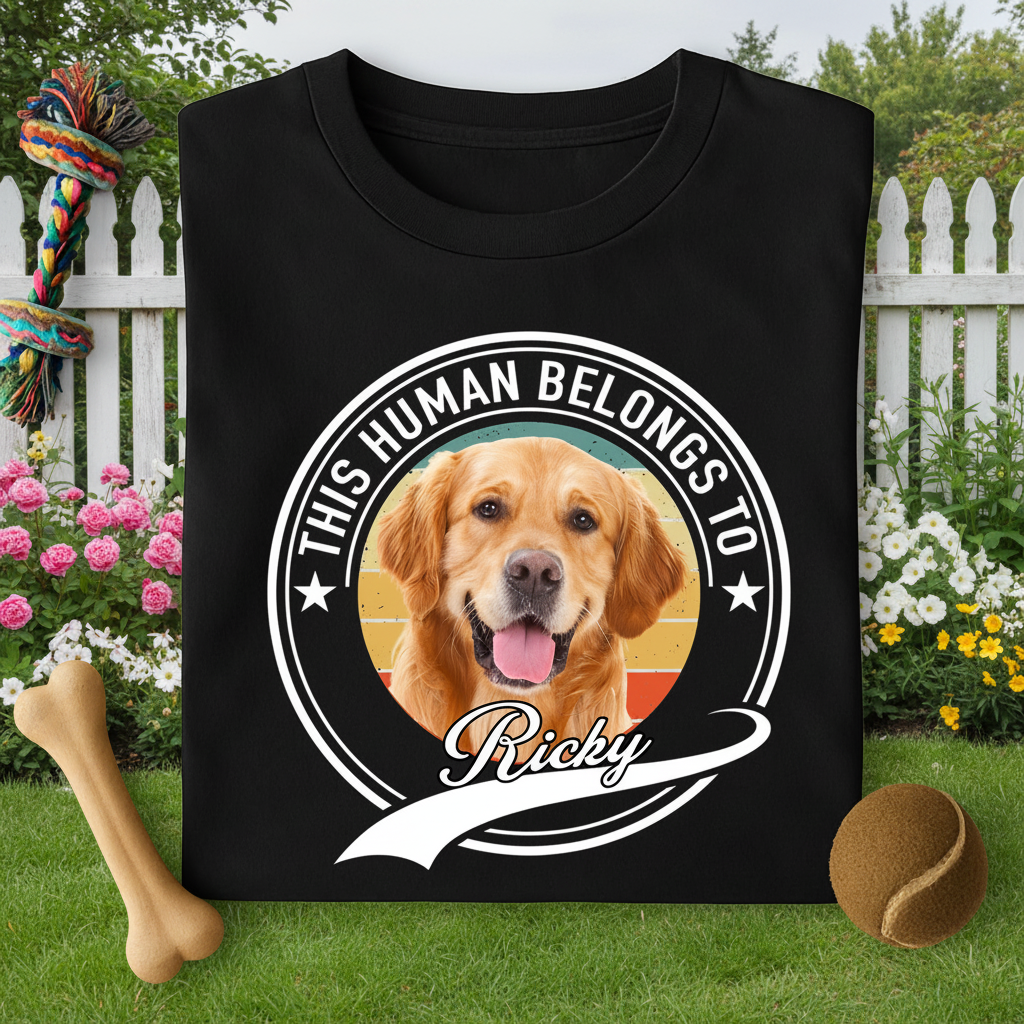 Custom Human Belongs Dog Cat T-Shirt — Gift for Cat Lovers NGV2Q