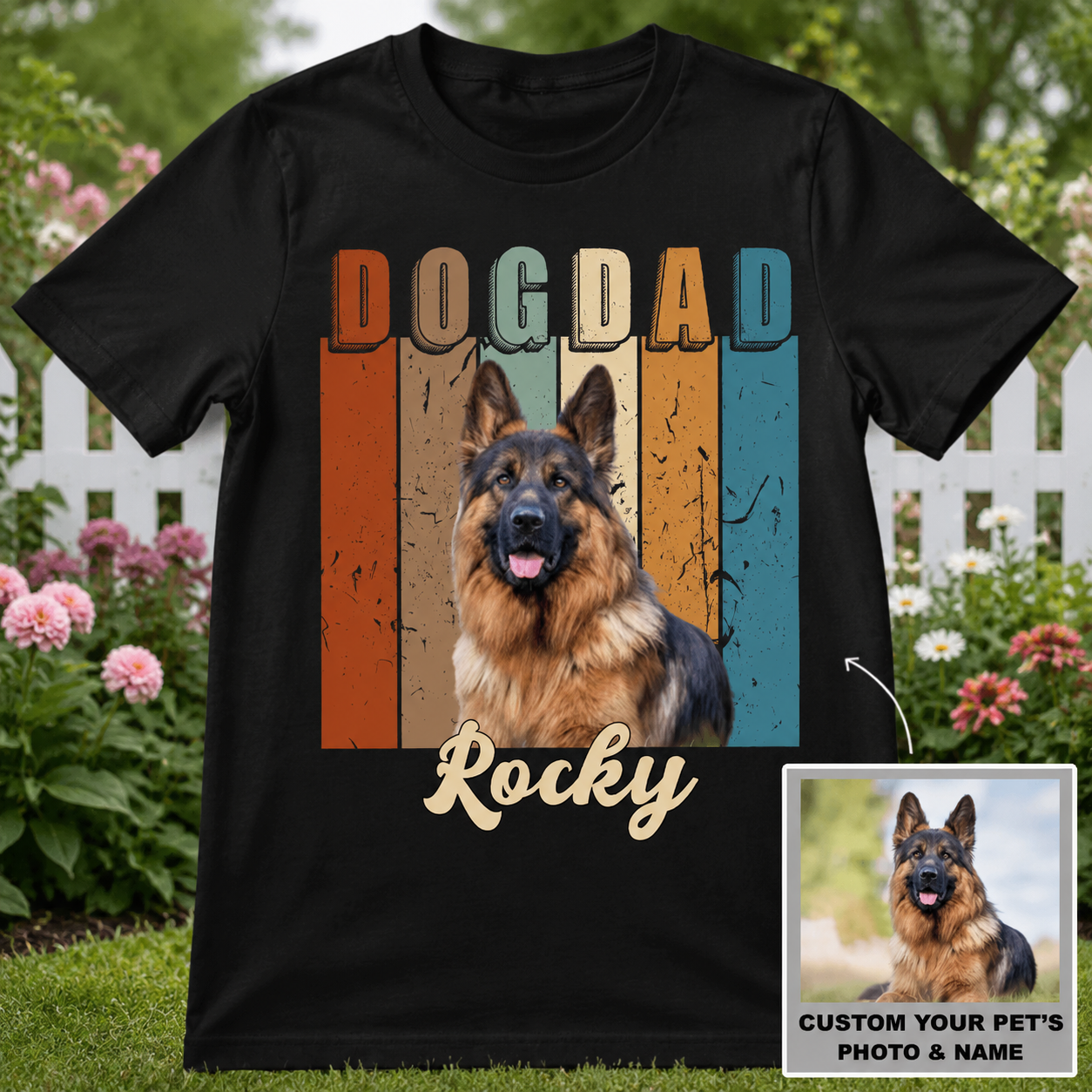 Custom Na96 Dogdad Vintagephoto T-Shirt — Gift for Dog Dad B2KT9