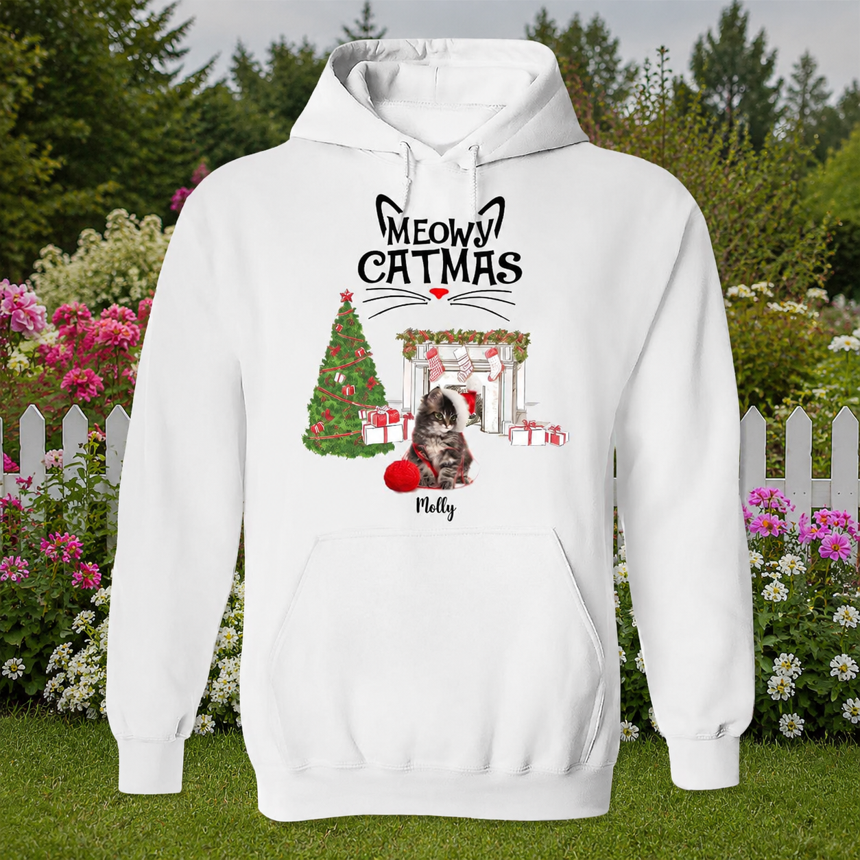 Custom Meowy Catmas Cat T-Shirt — Gift for Cat Lovers XSVHK