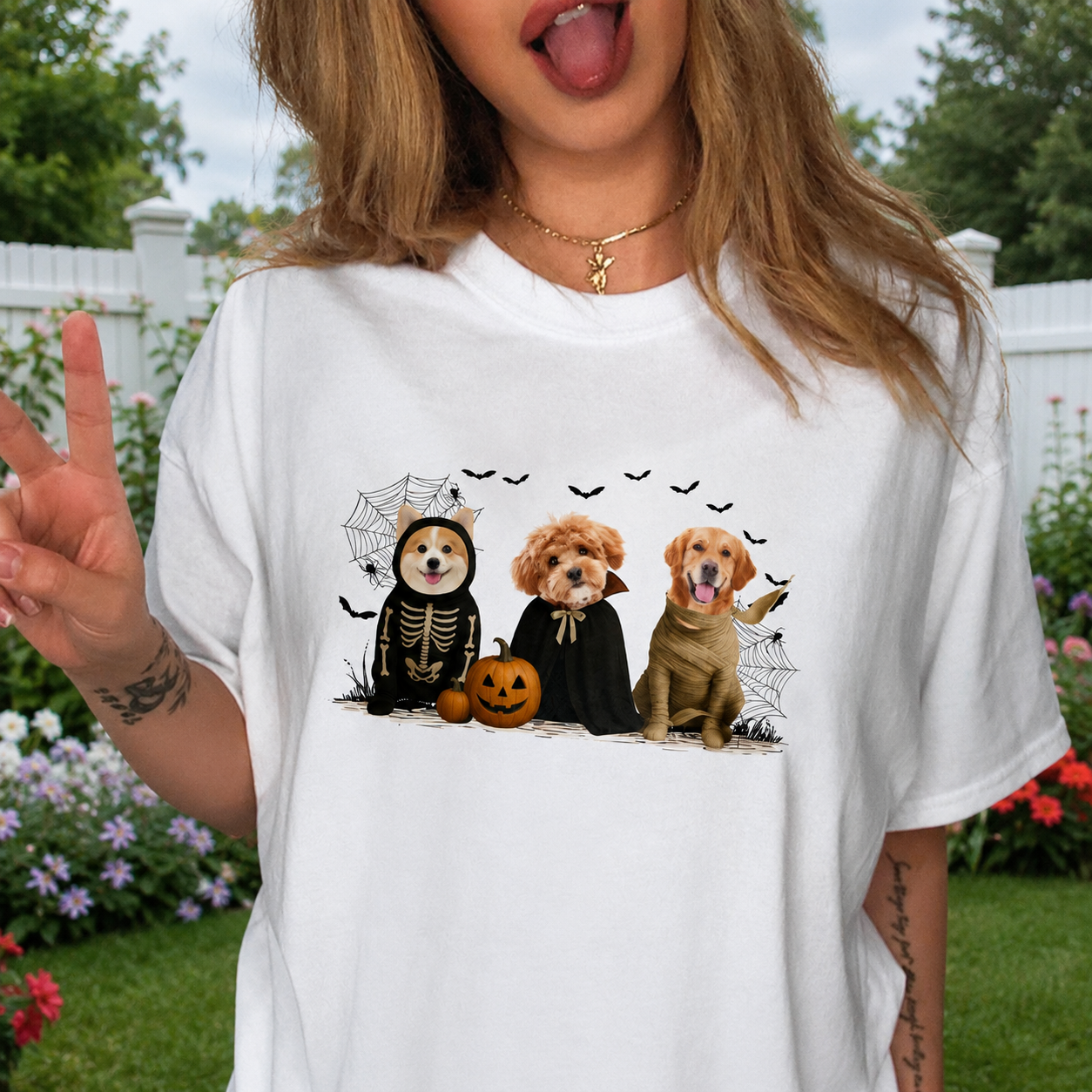 Custom Gothic Halloween Dog Lover T-Shirt — Gift for Dog Lovers 5VT7Y