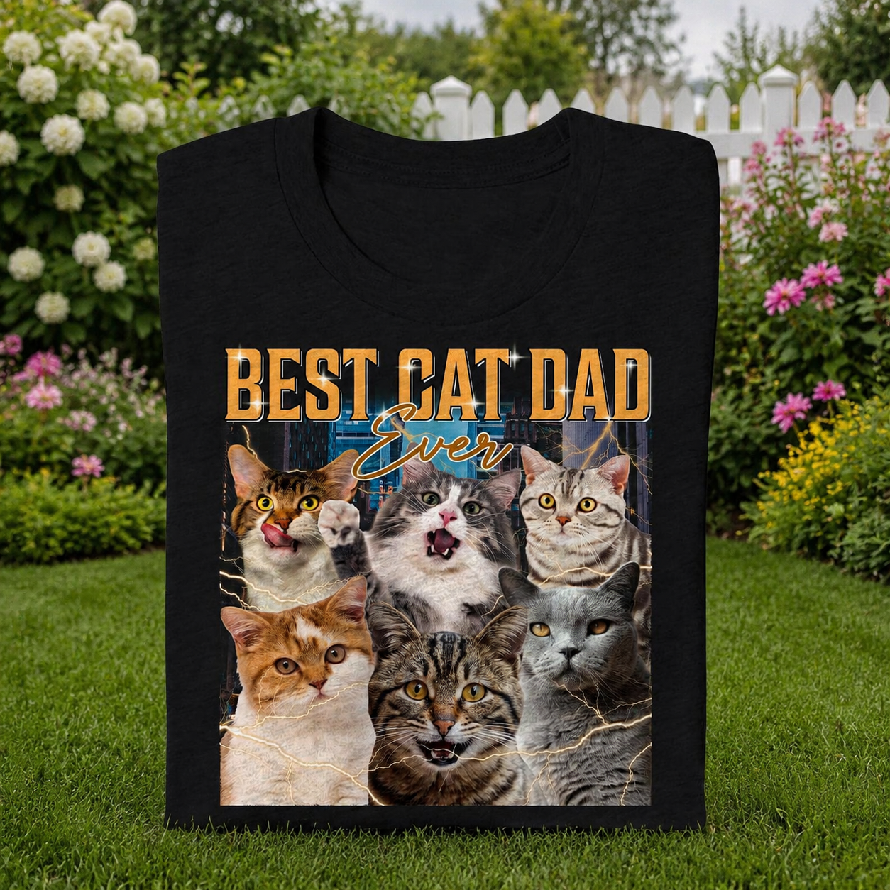 Custom Cat Portrait Retro T-Shirt — Gift for Cat Lovers W9T5W