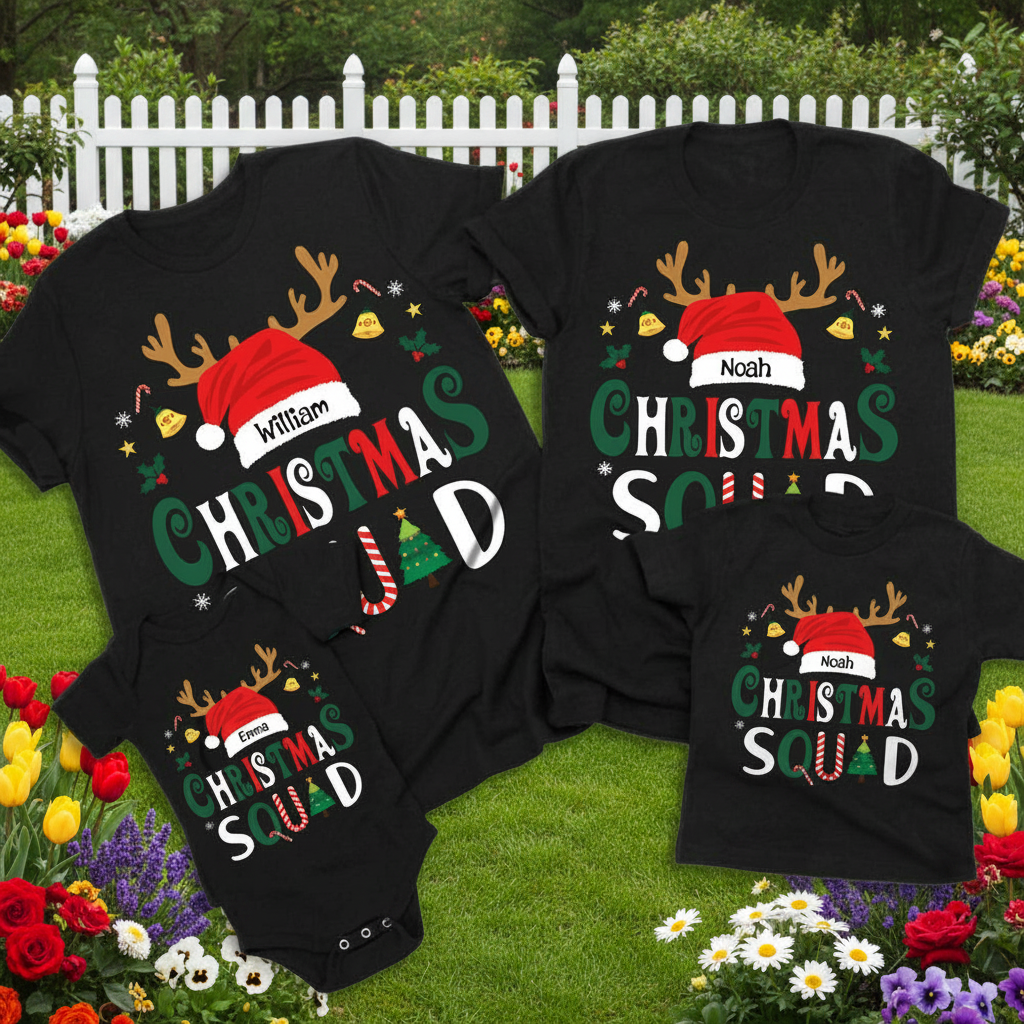 Custom Hpt Christmas Squad Family T-Shirt — Family Gift 6QMB2