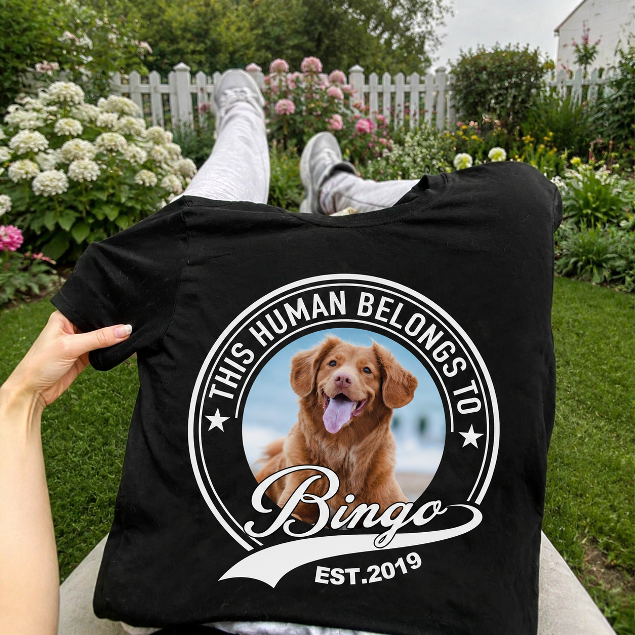 Custom Human Belongs Dog Cat T-Shirt — Gift for Cat Lovers XFZ37