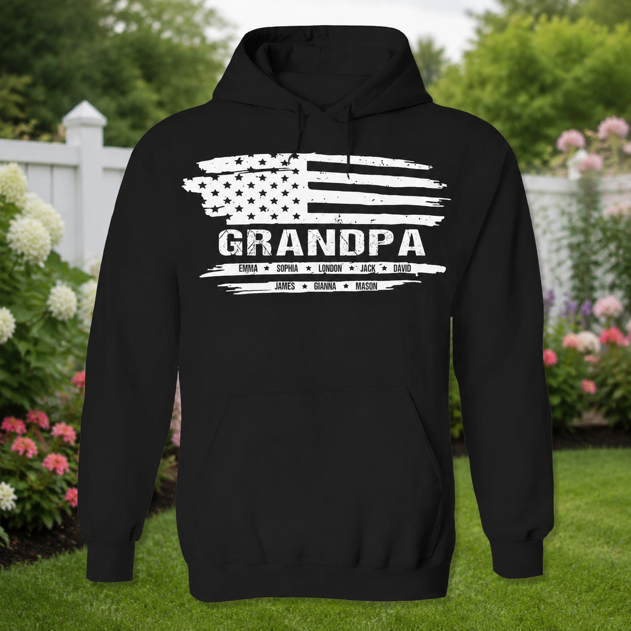Custom Grandpa American Kids Name Garden Flag — Gift for Dad 5ZSZK