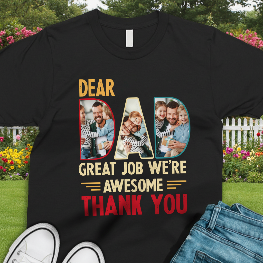 Custom Dear Dad Great Job T-Shirt — Gift for Dad B9RE5