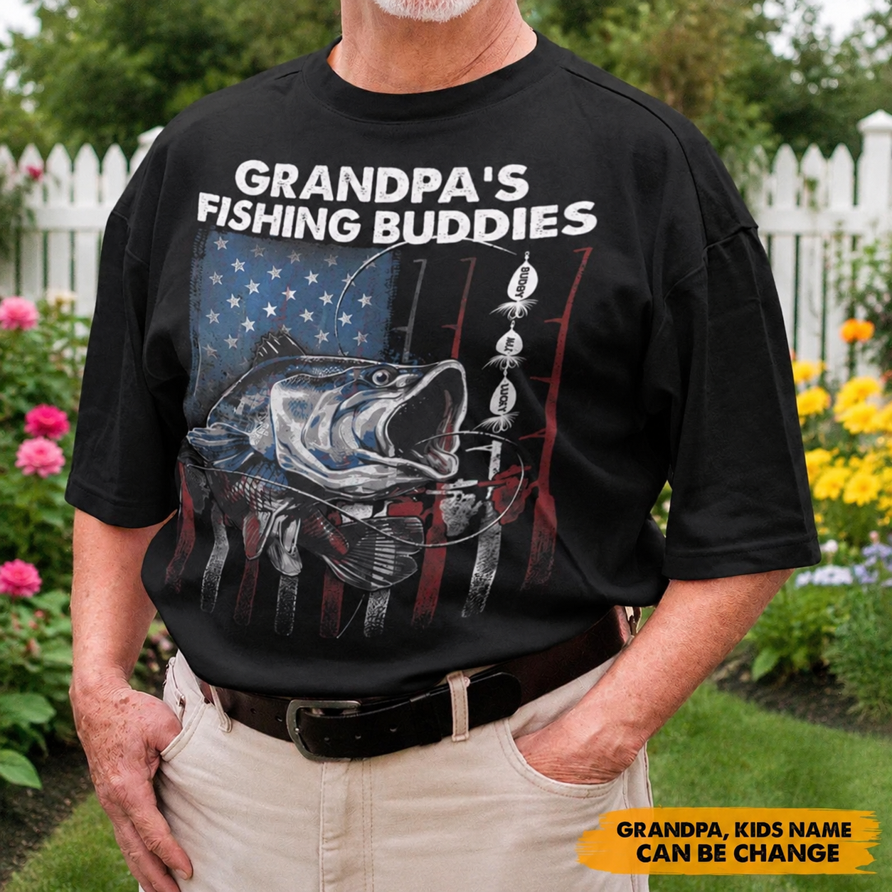 Custom Grandpa Papas Fishing Buddies Garden Flag — Gift for Dad HYXXA