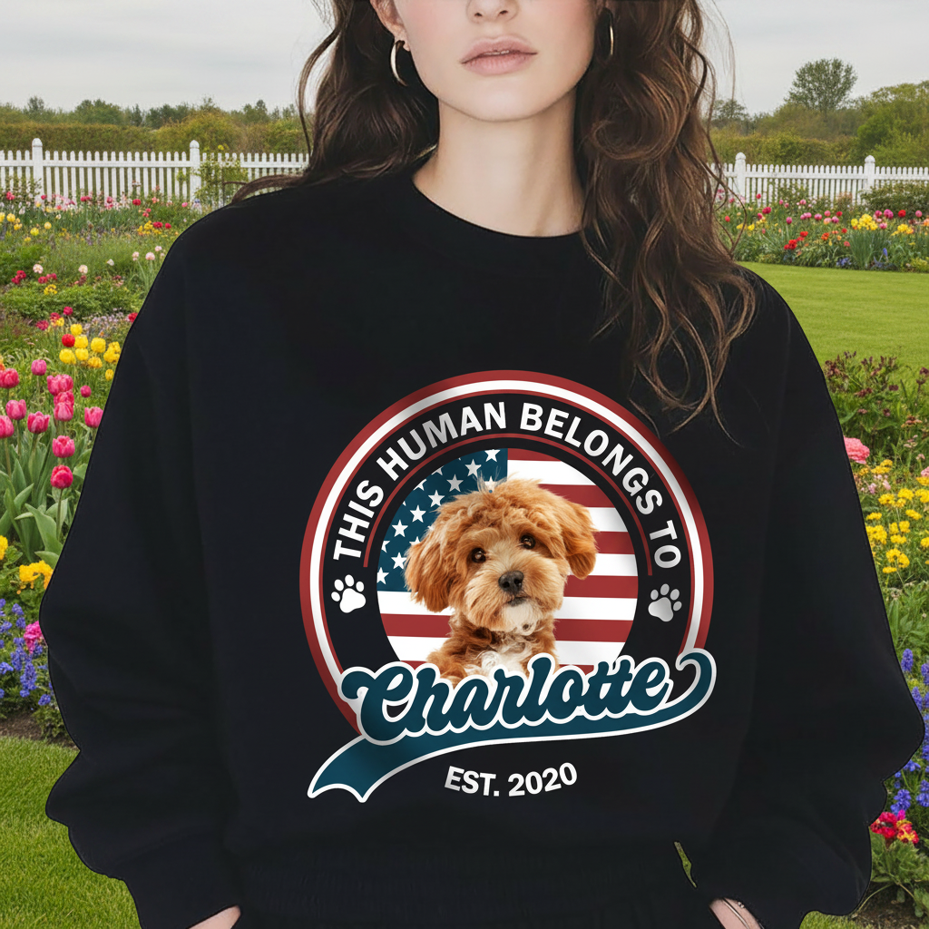 Custom Vth This Human Belongs T-Shirt — Gift for Cat Lovers YVWX6