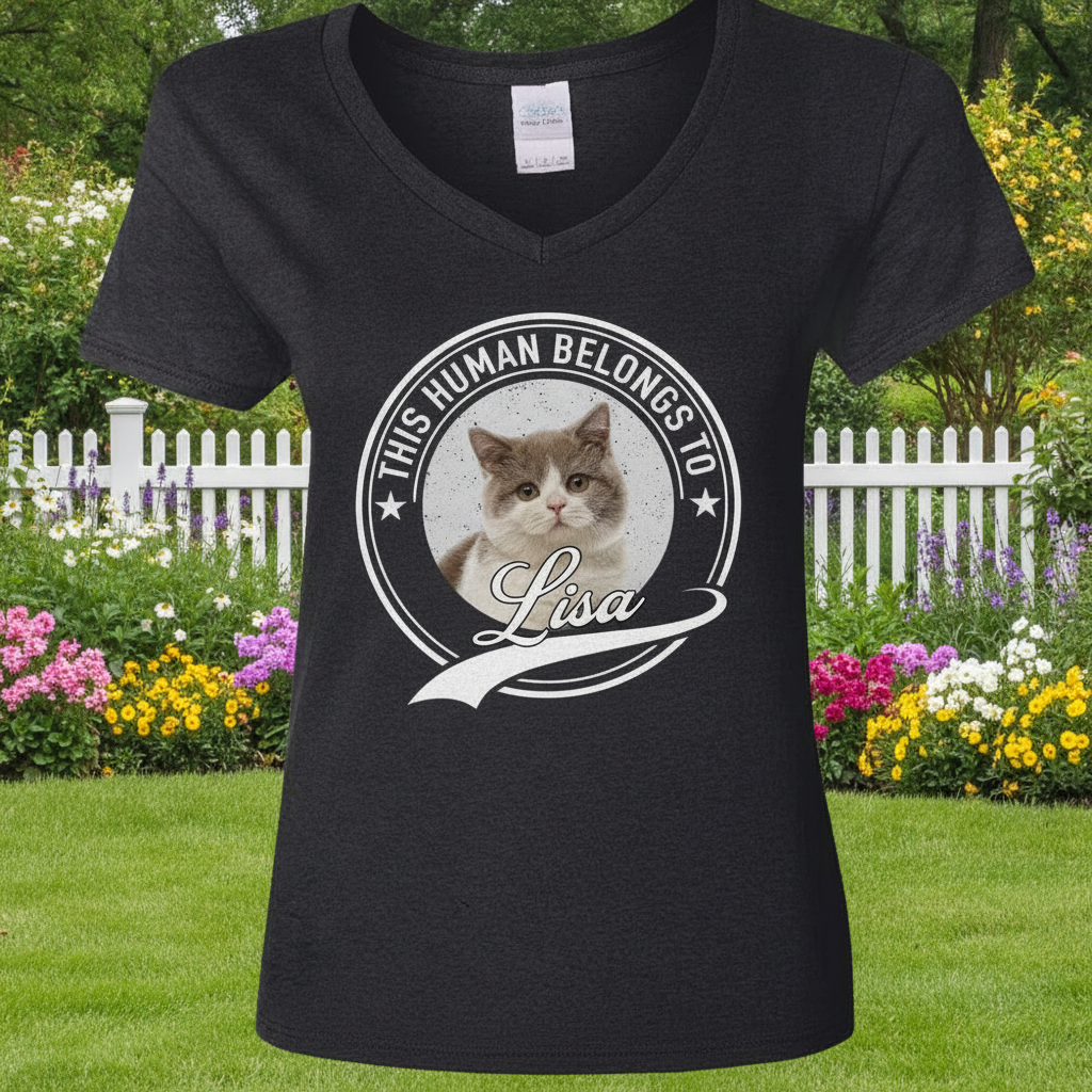 Custom Cat Human Belongs T-Shirt — Gift for Cat Lovers 7HCZA