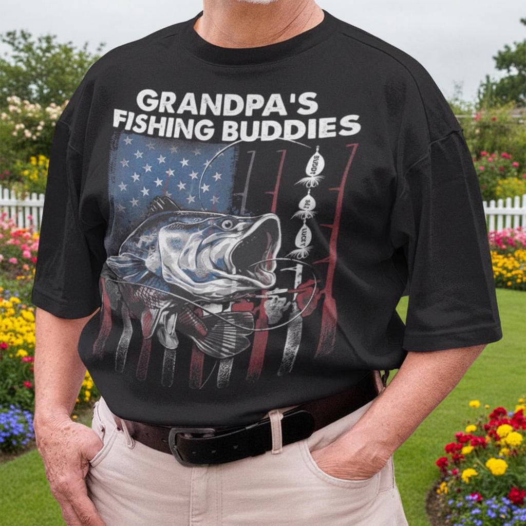 Custom Grandpa Papas Fishing Buddies Garden Flag — Gift for Dad 4MC4M
