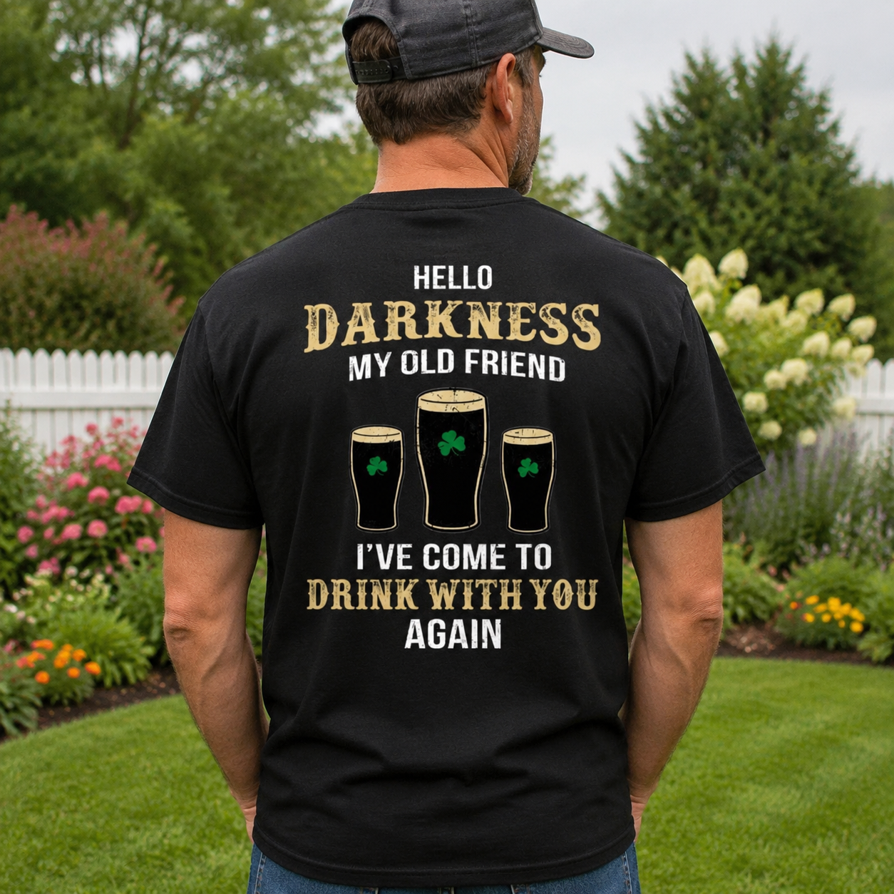 Custom Irish Darkness Front Shamrock T-Shirt — Custom Gift 8WMV8
