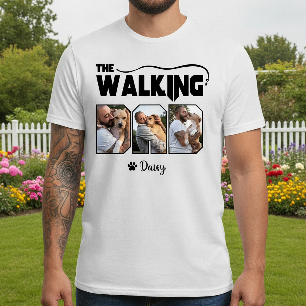 Custom Walking Dad Dog Bright T-Shirt — Gift for Dad M6B6P
